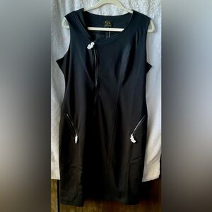 Serena Williams Black Sleeveless Sheath Midi Dress